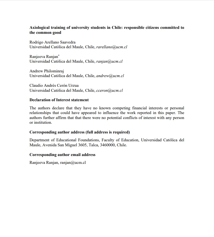 Axiological training of university students in Chile: responsible citizens committed to the common good