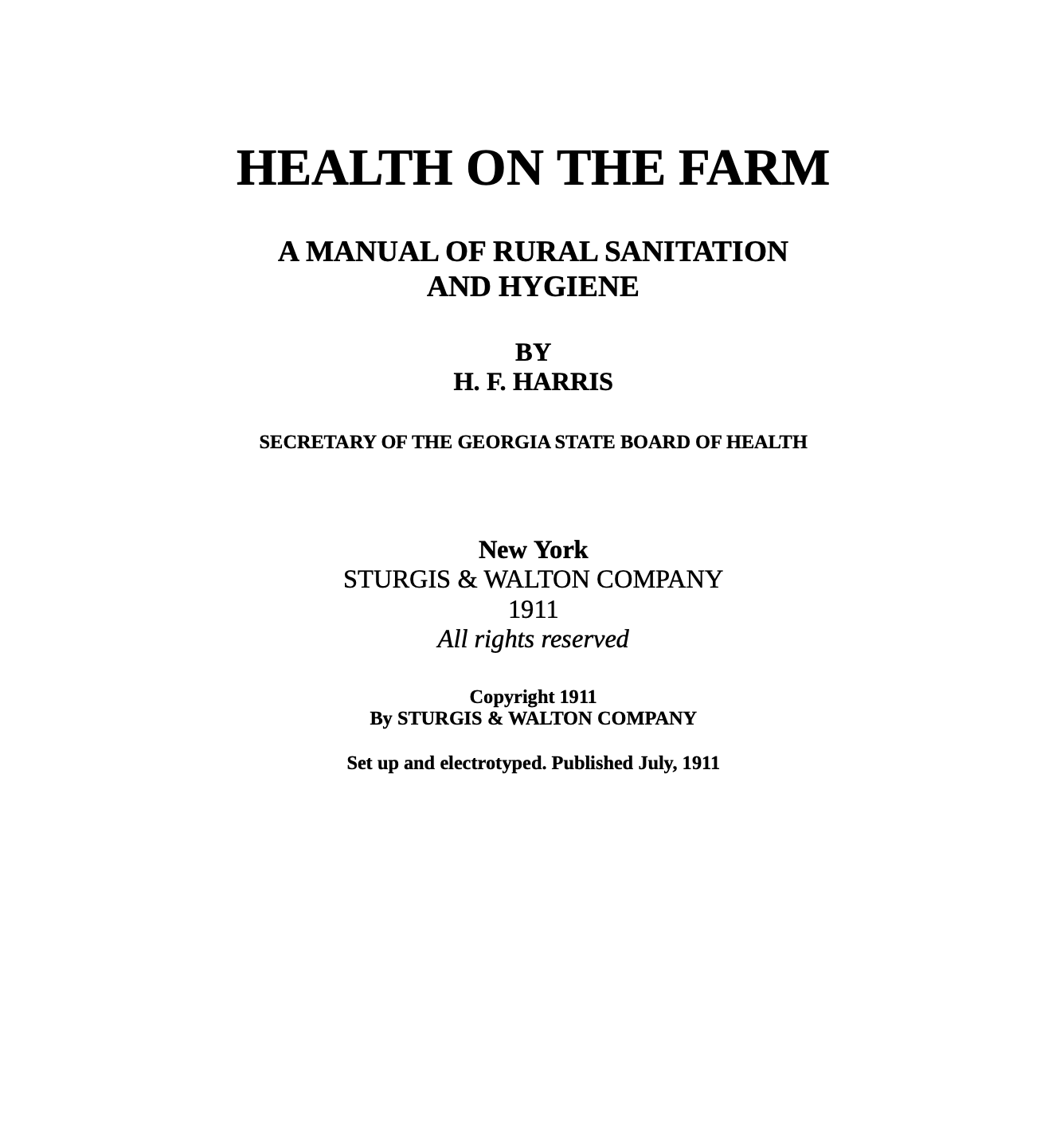 HEALTH ON THE FARM