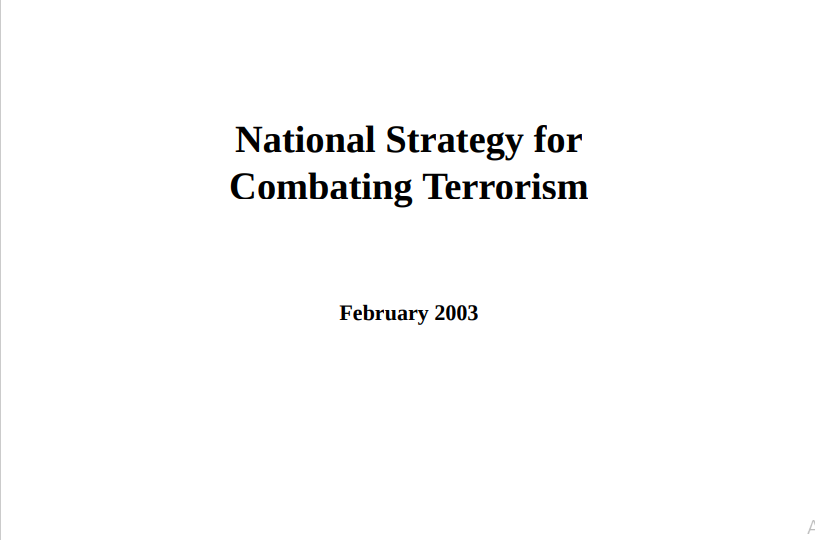National Strategy For Combating Terrorism