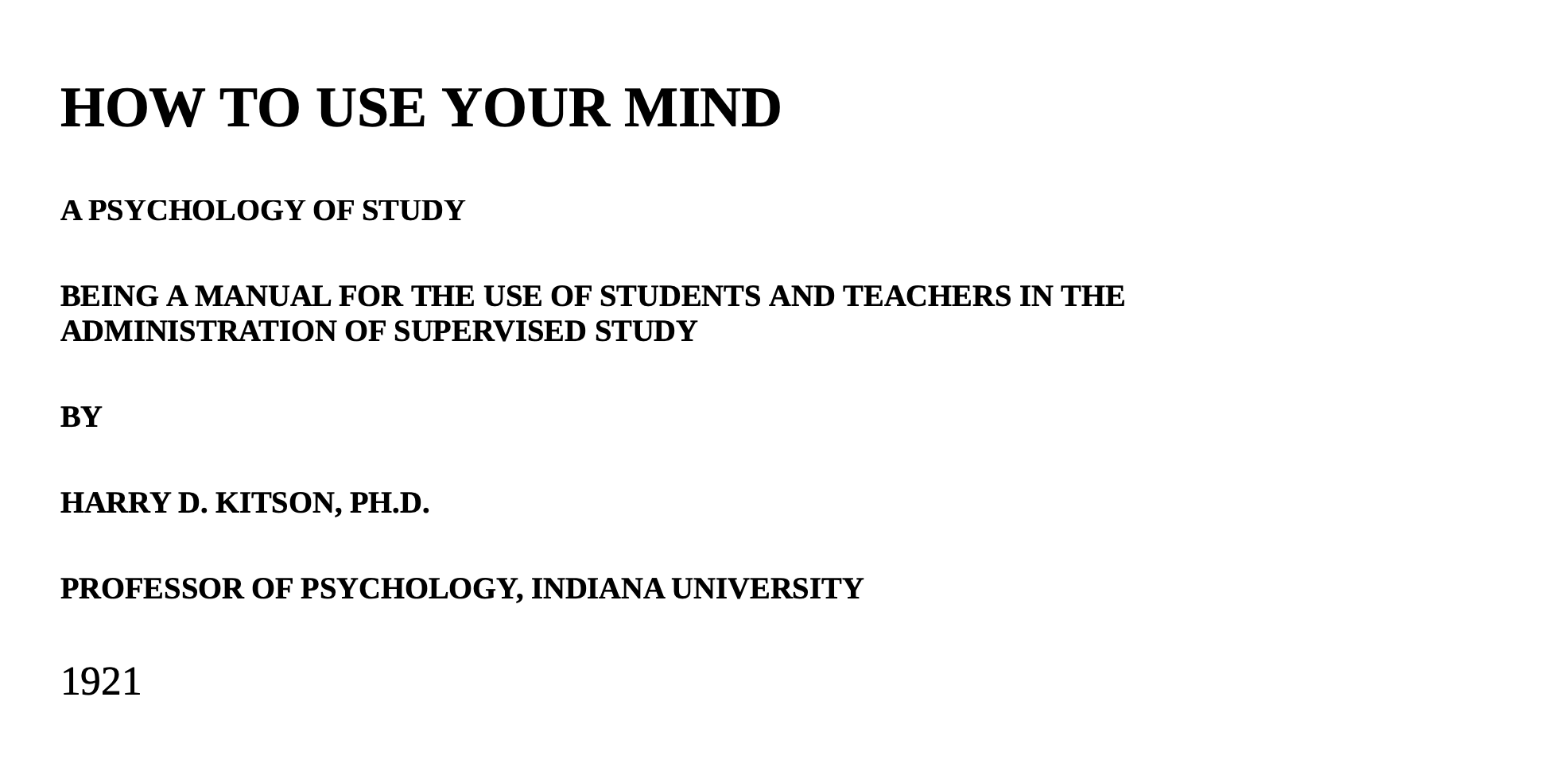 HOW TO USE YOUR MIND