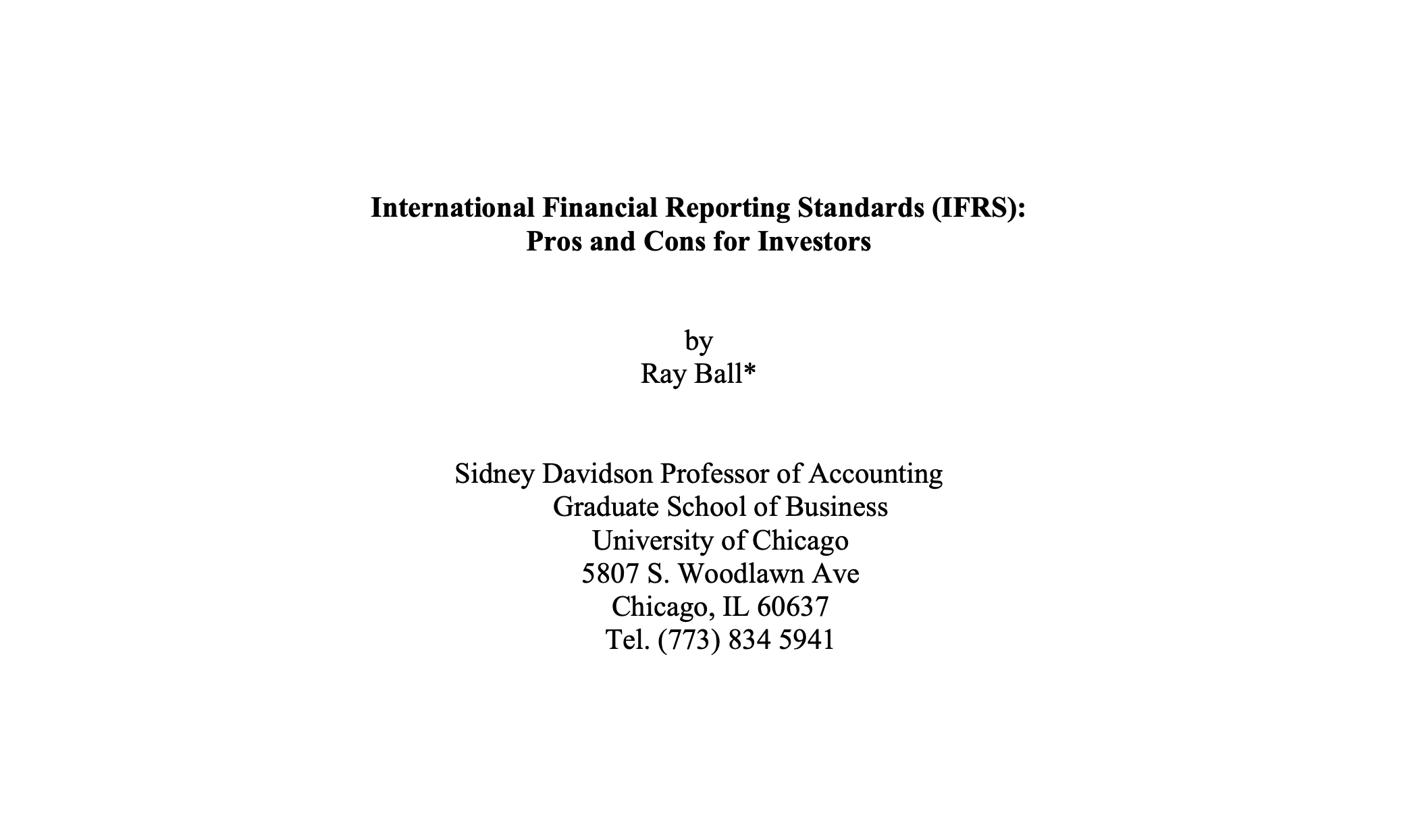International Financial Reporting Standards (IFRS): Pros and Cons for Investors