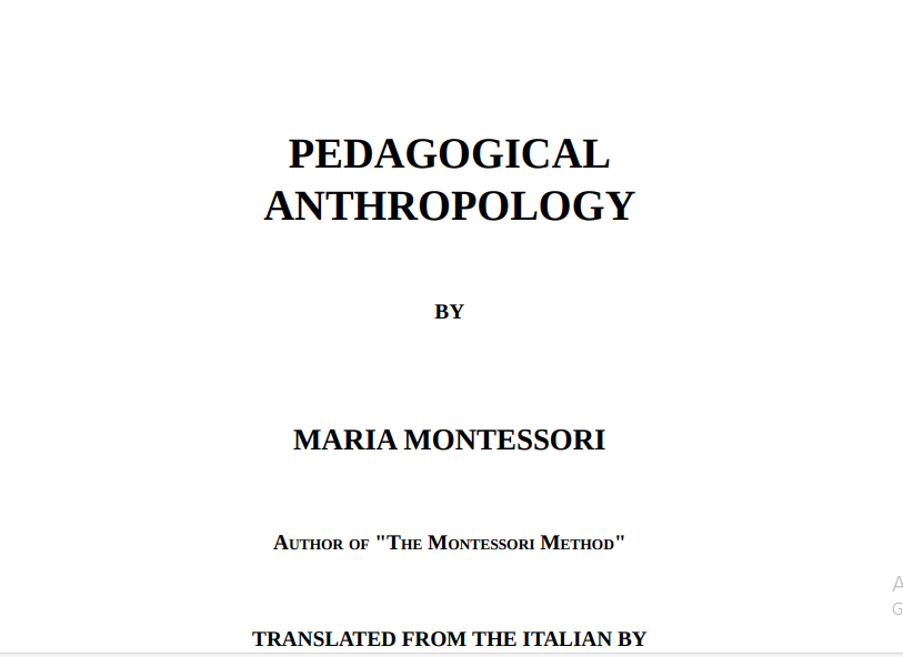 PEDAGOGICAL ANTHROPOLOGY