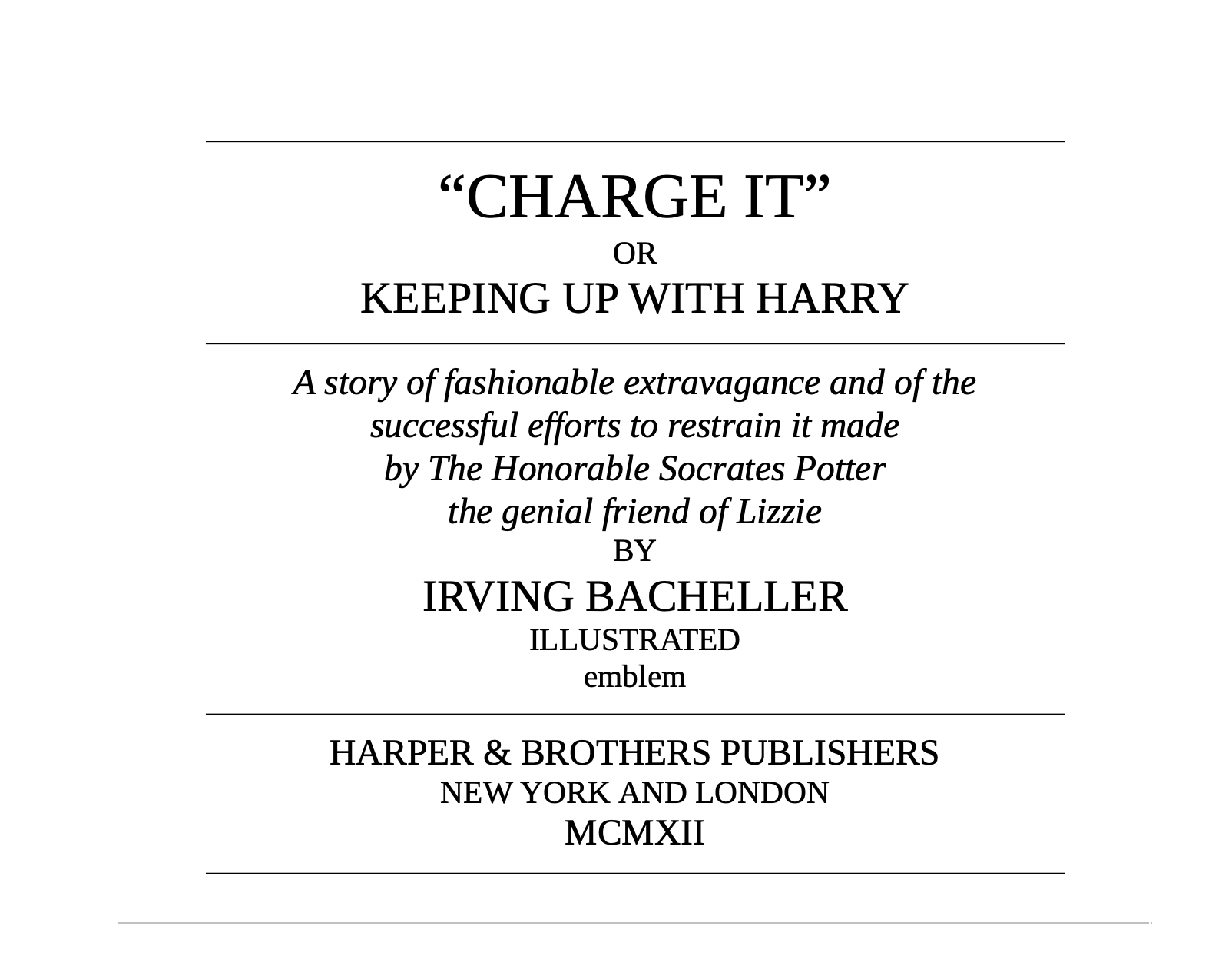 CHARGE IT OR KEEPING UP WITH HARRY