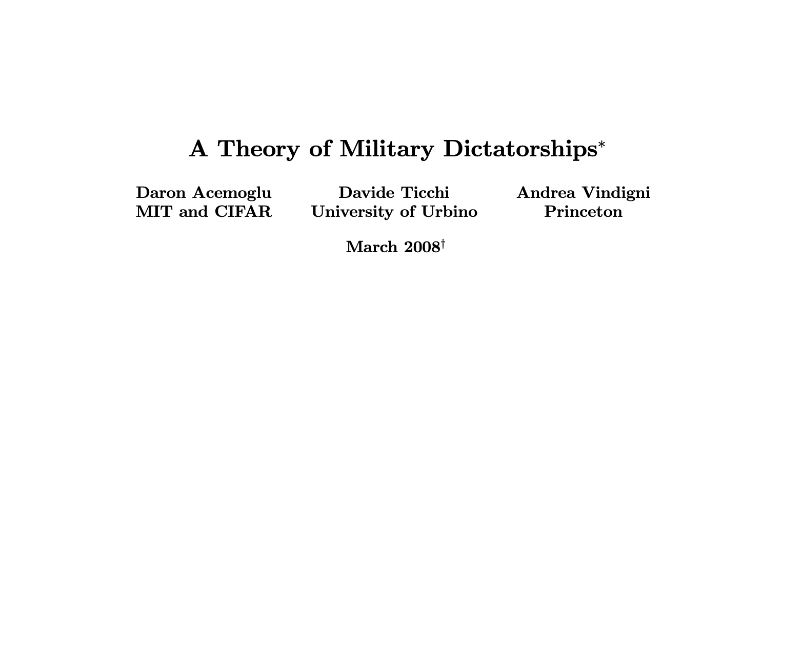 A Theory of Military Dictatorships