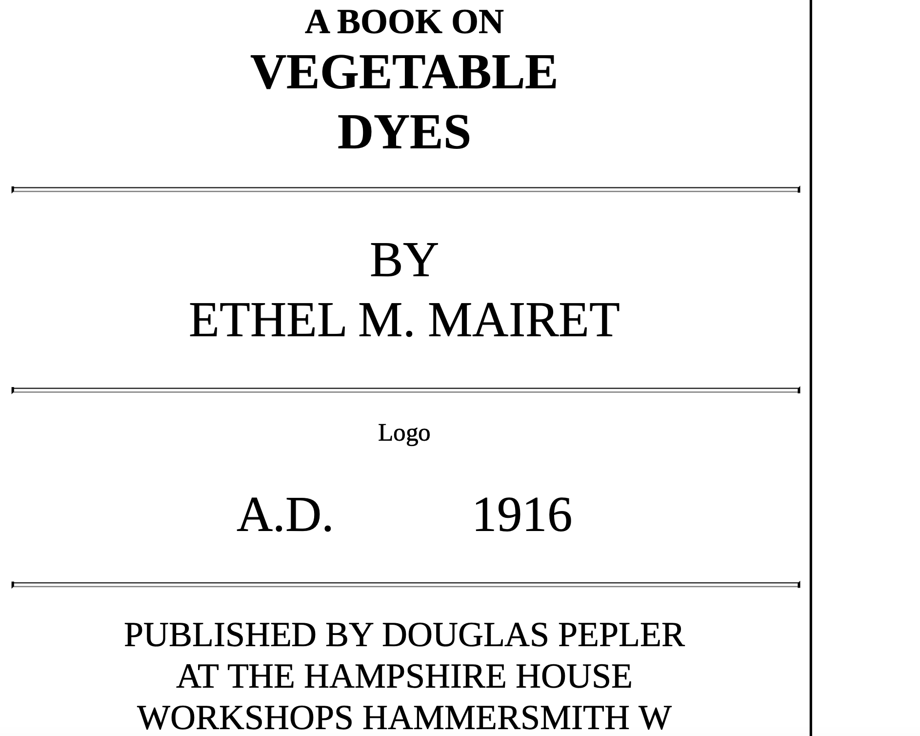 A BOOK ON VEGETABLE DYES