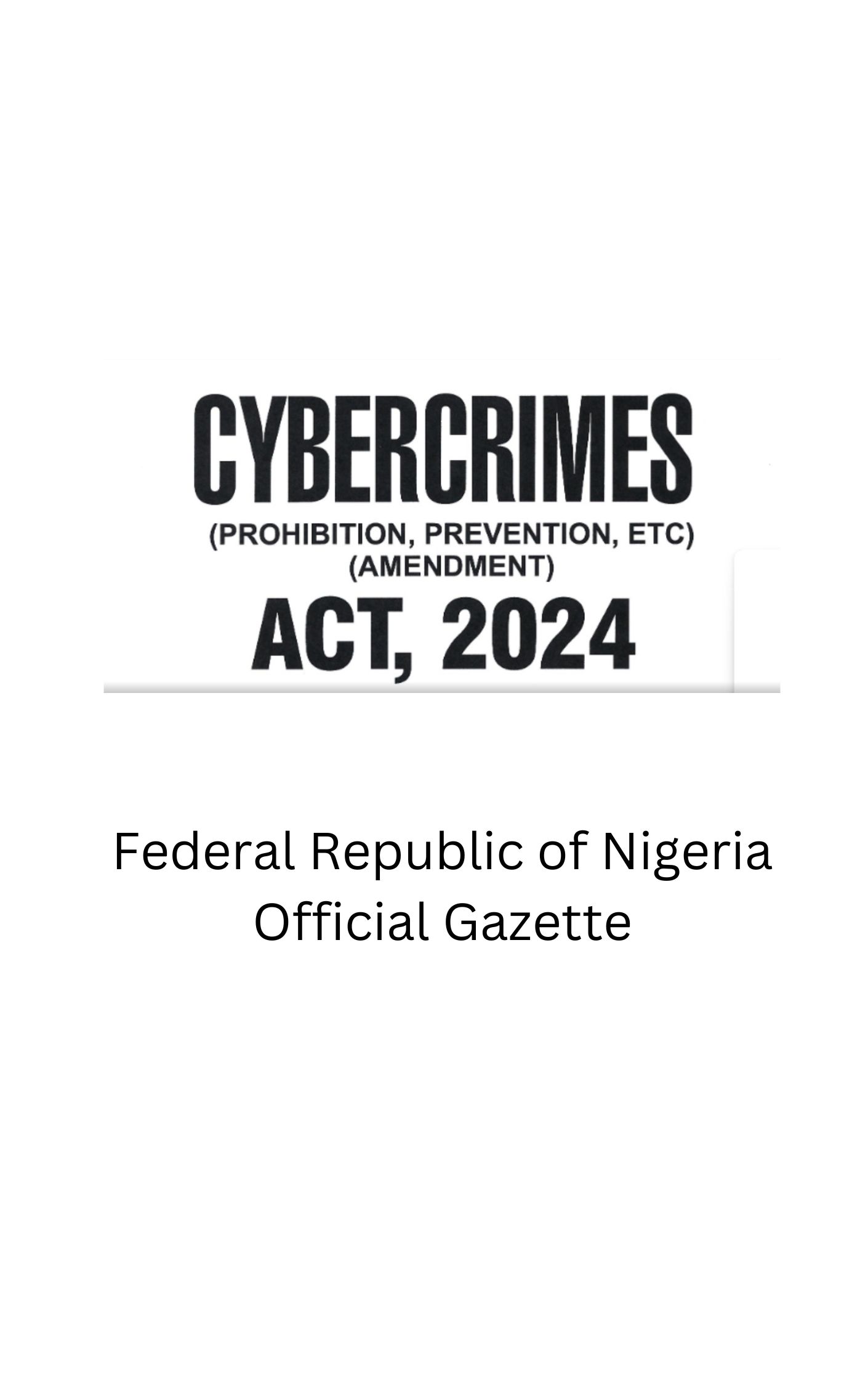 Cybercrimes (Prohibition, prevention, etc.) (Amendment) Act 2024
