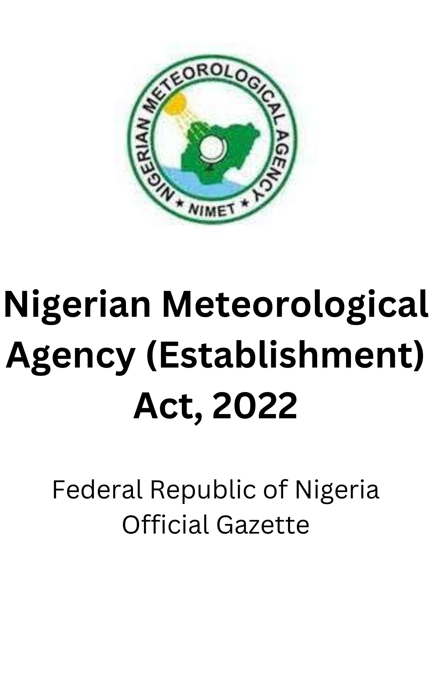 Nigerian Meteorological Agency (Establishment) Act, 2022